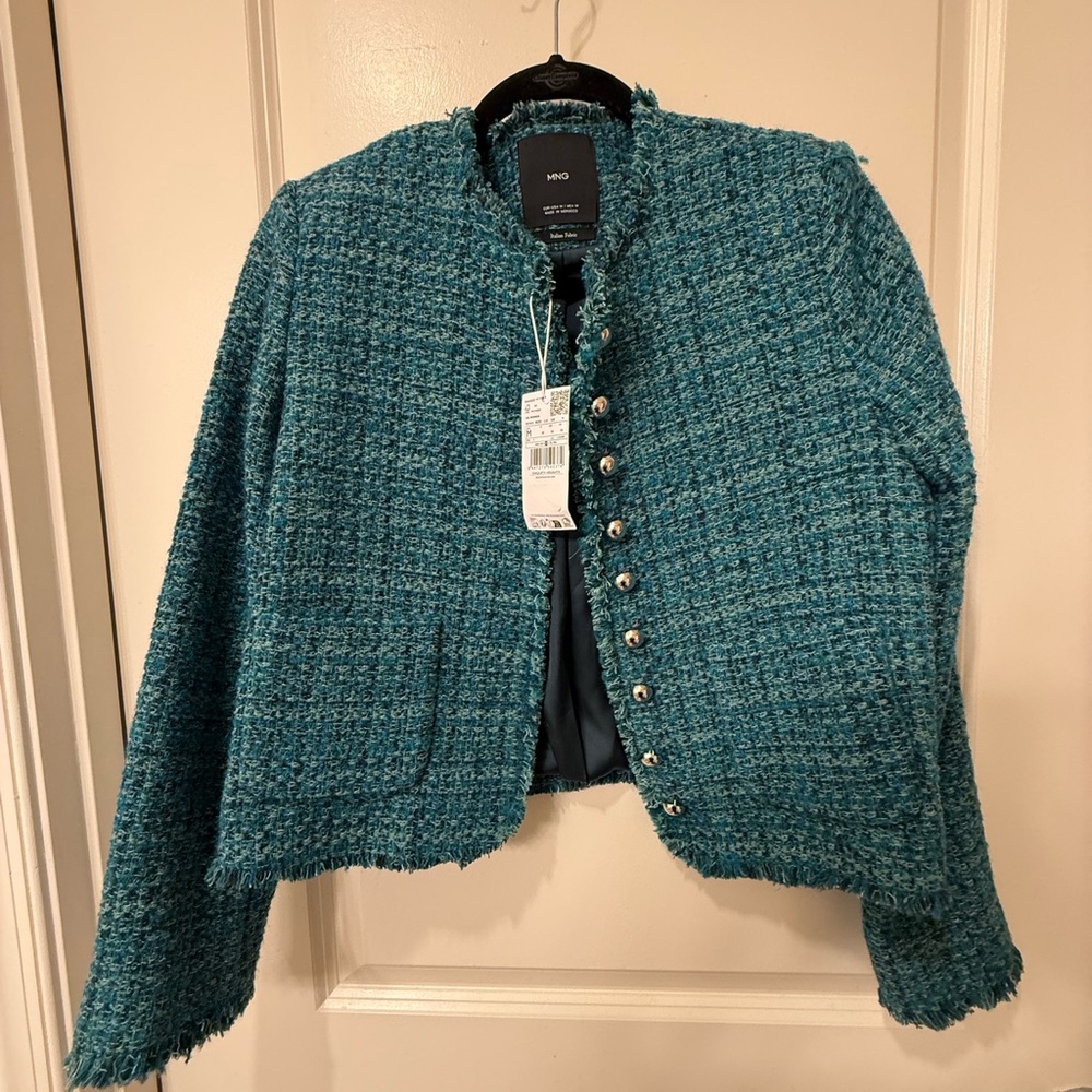 Mango Teal Tweed Blazer